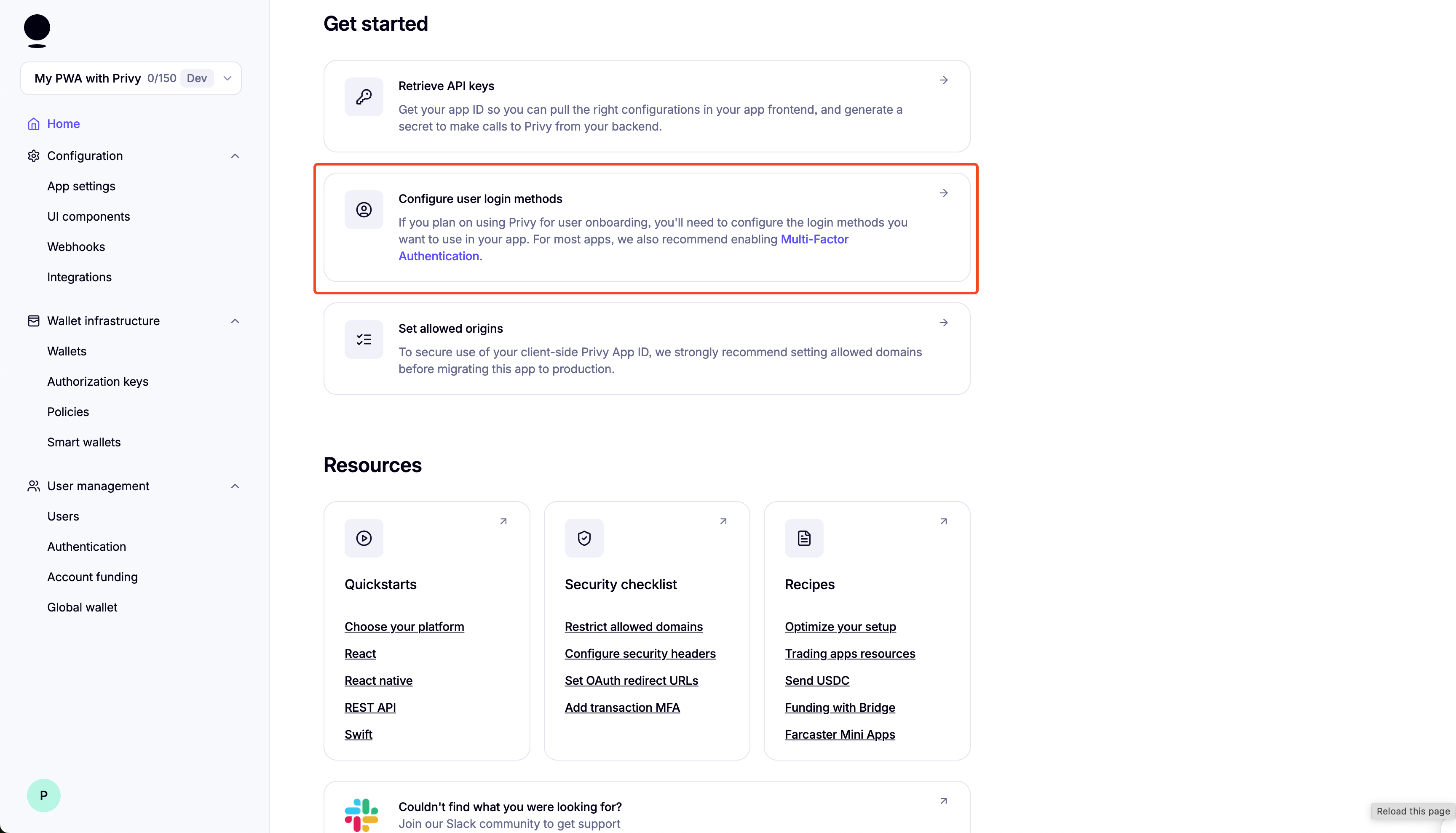 Set up login methods